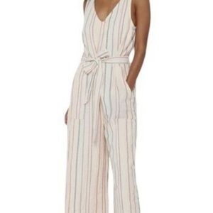 American Eagle Outfitters Cream Striped Jumpsuit